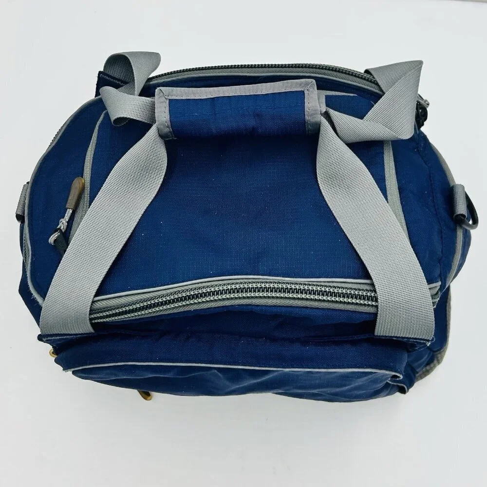 LL Bean Small Gym Travel Double Handle Bag with Built-in Cooler Blue Softshell